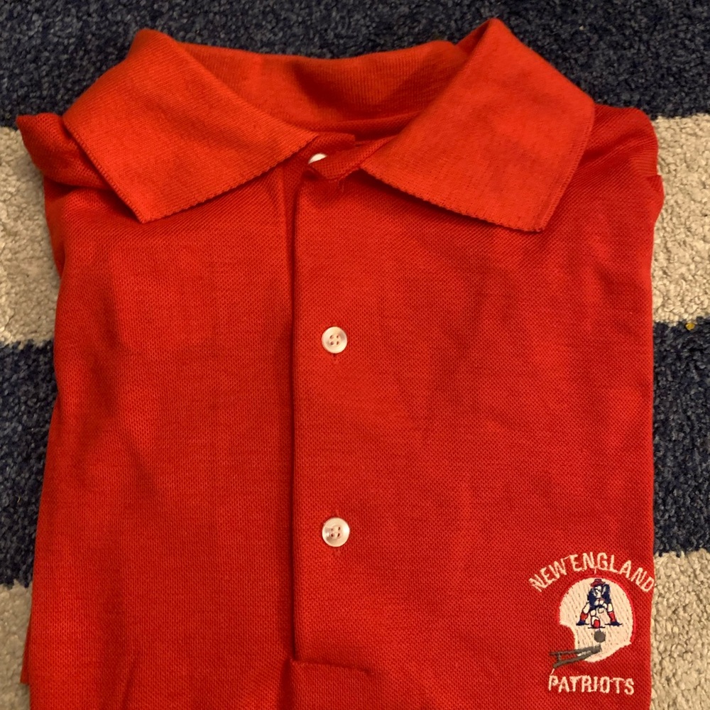 VINTAGE New England Patriots NE 1980s Red Polo by Logo 7 Medium NFL RARE NEW